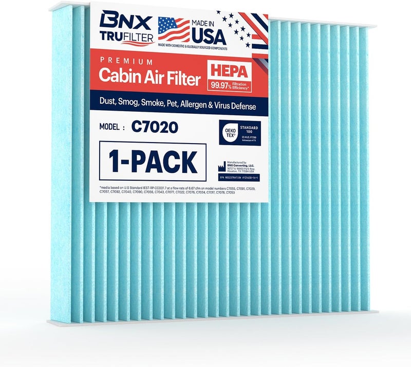 BNX TruFilter C7020 Cabin Air Filter, HEPA 99.97%, Compatible With Kia Soul - Image 1